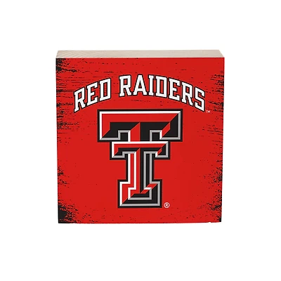 Texas Tech Red Raiders 6" Square Fan Chant Wood Block Shelf Sign