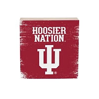 Indiana Hoosiers 6" Square Fan Chant Wood Block Shelf Sign