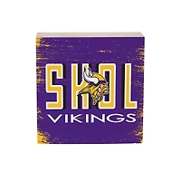 Minnesota Vikings 6" Square Fan Chant Wood Block Shelf Sign