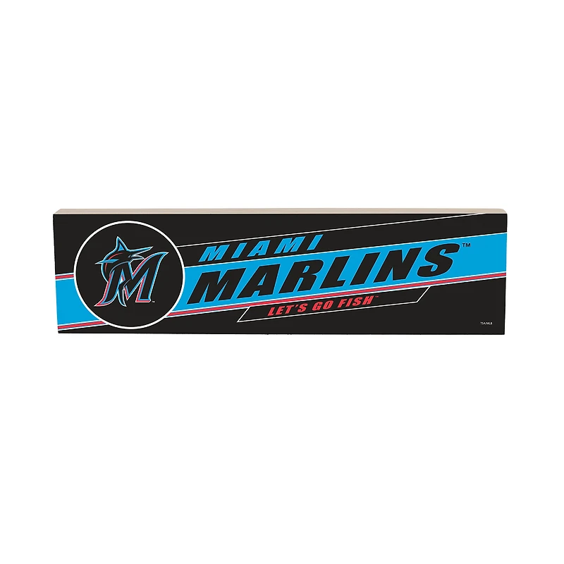Miami Marlins 5" x 18" Shadow Logo Wood Mantle Sign