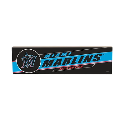 Miami Marlins 5" x 18" Shadow Logo Wood Mantle Sign