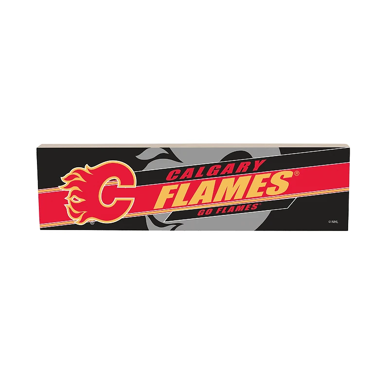 Calgary Flames 5" x 18" Shadow Logo Wood Mantle Sign