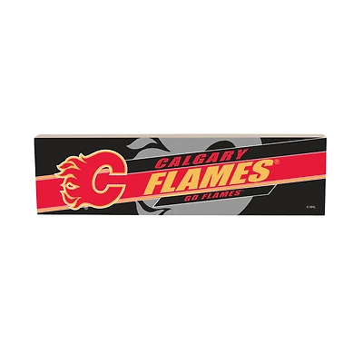 Calgary Flames 5" x 18" Shadow Logo Wood Mantle Sign