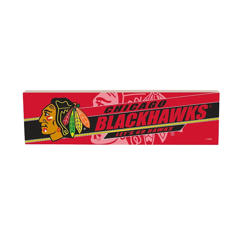 Chicago Blackhawks 5" x 18" Shadow Logo Wood Mantle Sign