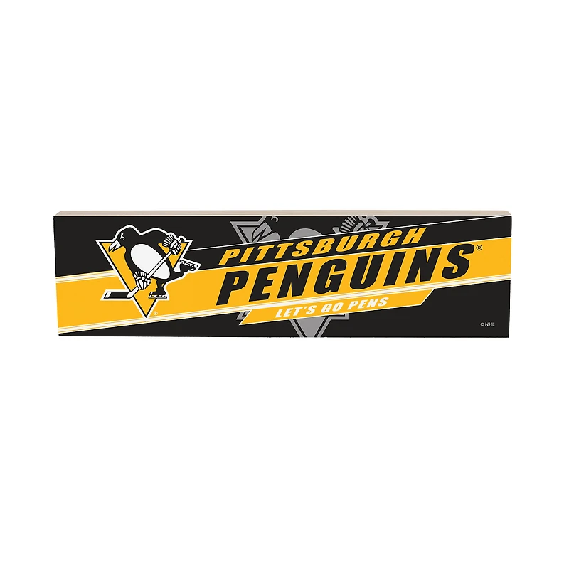 Pittsburgh Penguins 5" x 18" Shadow Logo Wood Mantle Sign