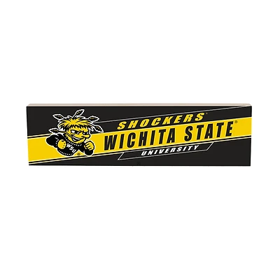 Wichita State Shockers 5" x 18" Shadow Logo Wood Mantle Sign