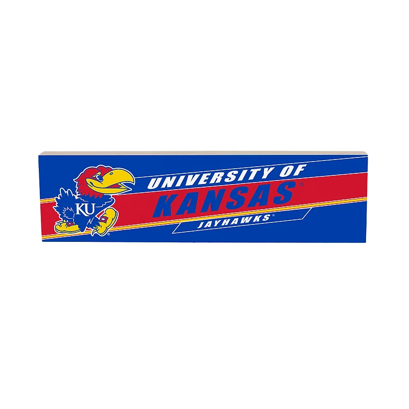 Kansas Jayhawks 5" x 18" Shadow Logo Wood Mantle Sign