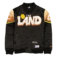 Men's New Era Black Cleveland Cavaliers 2025/26 City Edition Full-Snap Satin Jacket