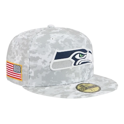 Men's New Era White Seattle Seahawks 2025 Salute to Service Fan Pack 59FIFTY Fitted Hat