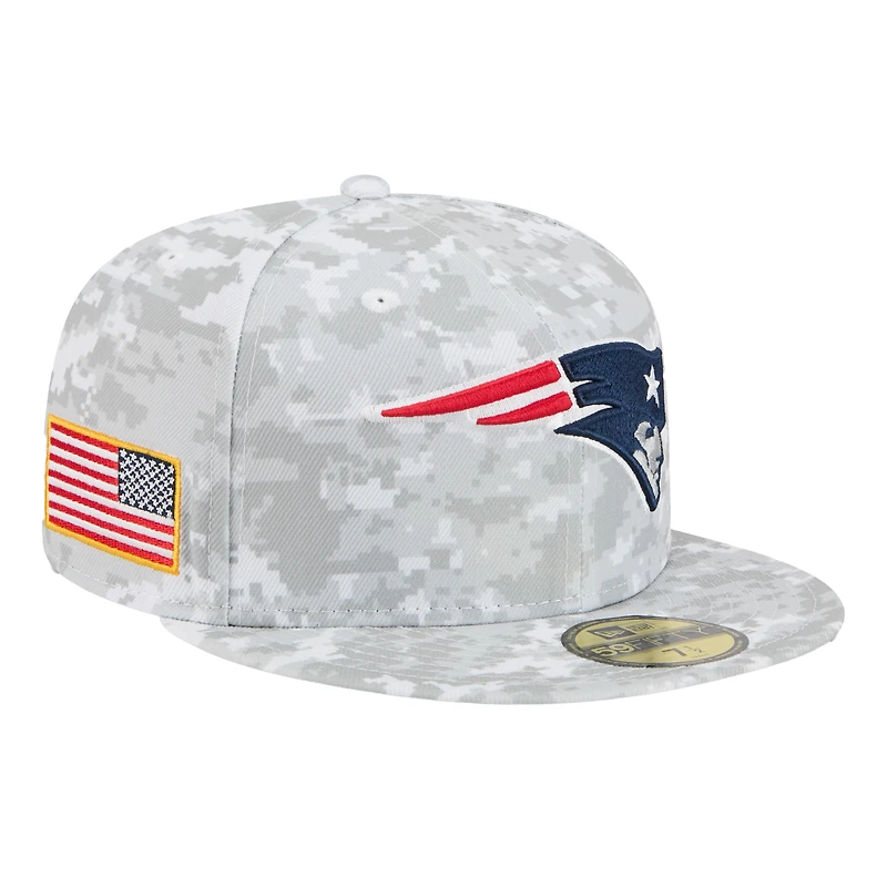 Men's New Era White New England Patriots 2025 Salute to Service Fan Pack 59FIFTY Fitted Hat