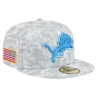 Men's New Era  White Detroit Lions 2025 Salute to Service Fan Pack 59FIFTY Fitted Hat