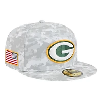 Men's New Era  White Green Bay Packers 2025 Salute to Service Fan Pack 59FIFTY Fitted Hat