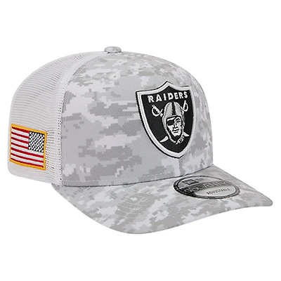 Men's New Era  White Las Vegas Raiders Salute to Service Fan Pack 9SEVENTY Trucker Adjustable Hat