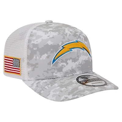 Men's New Era  Gray Los Angeles Chargers Salute to Service Fan Pack 9SEVENTY Trucker Adjustable Hat