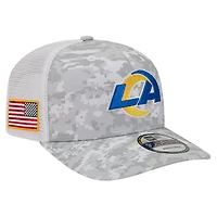 Men's New Era  Gray Los Angeles Rams Salute to Service Fan Pack 9SEVENTY Trucker Adjustable Hat