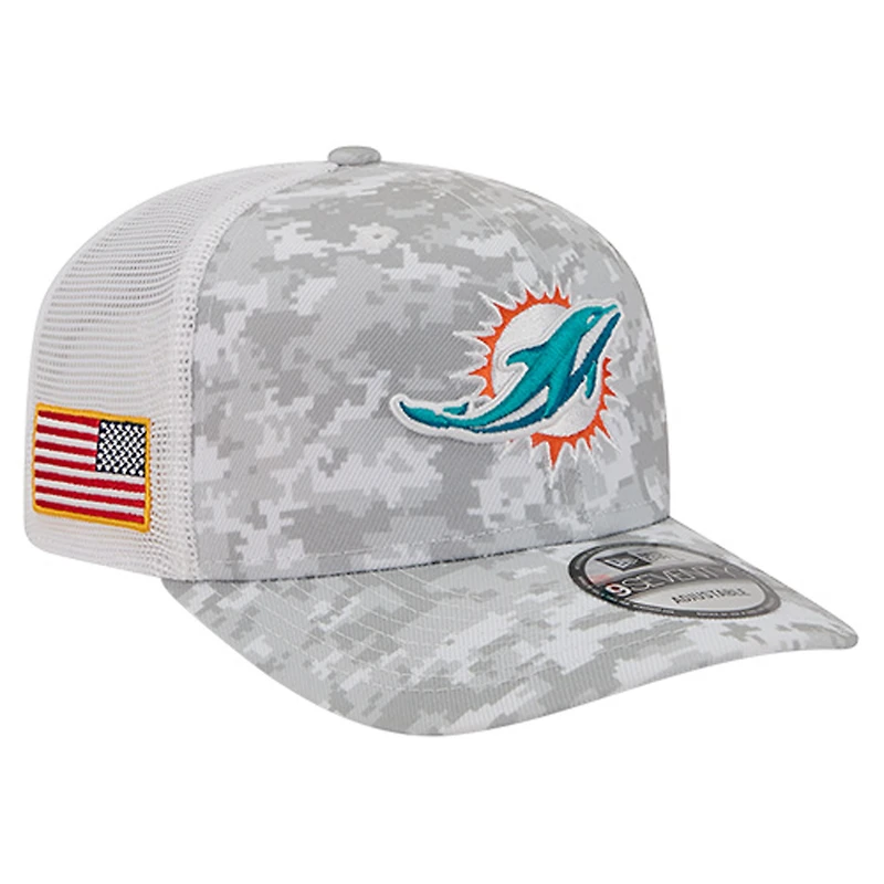 Men's New Era  Gray Miami Dolphins Salute to Service Fan Pack 9SEVENTY Trucker Adjustable Hat