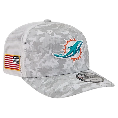 Men's New Era  Gray Miami Dolphins Salute to Service Fan Pack 9SEVENTY Trucker Adjustable Hat