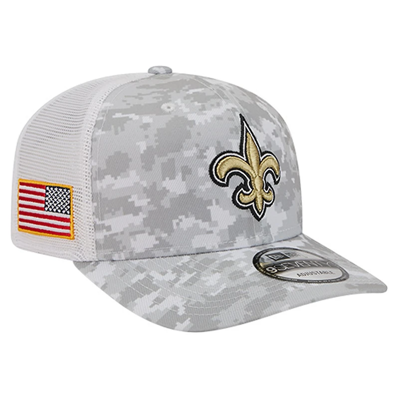 Men's New Era  Gray New Orleans Saints Salute to Service Fan Pack 9SEVENTY Trucker Adjustable Hat