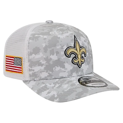 Men's New Era Gray New Orleans Saints Salute to Service Fan Pack 9SEVENTY Trucker Adjustable Hat