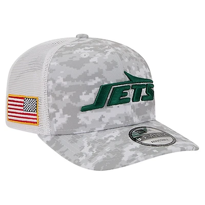 Men's New Era Gray New York Jets Salute to Service Fan Pack 9SEVENTY Trucker Adjustable Hat