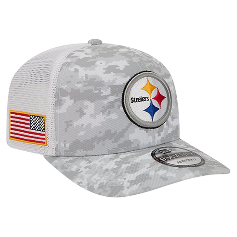 Men's New Era Gray Pittsburgh Steelers Salute to Service Fan Pack 9SEVENTY Trucker Adjustable Hat