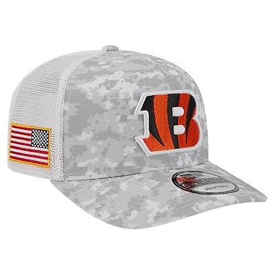 Men's New Era  Gray Cincinnati Bengals Salute to Service Fan Pack 9SEVENTY Trucker Adjustable Hat