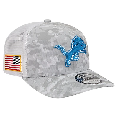 Men's New Era  Gray Detroit Lions Salute to Service Fan Pack 9SEVENTY Trucker Adjustable Hat