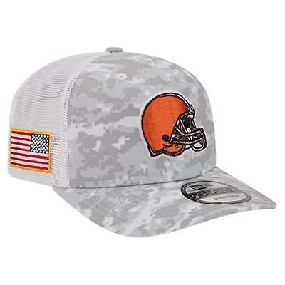 Men's New Era  Gray Cleveland Browns Salute to Service Fan Pack 9SEVENTY Trucker Adjustable Hat