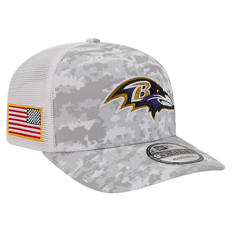 Men's New Era  Gray Baltimore Ravens Salute to Service Fan Pack 9SEVENTY Trucker Adjustable Hat