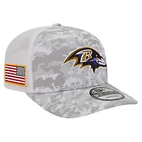 Men's New Era  Gray Baltimore Ravens Salute to Service Fan Pack 9SEVENTY Trucker Adjustable Hat