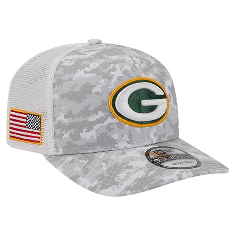 Men's New Era Gray Green Bay Packers Salute to Service Fan Pack 9SEVENTY Trucker Adjustable Hat