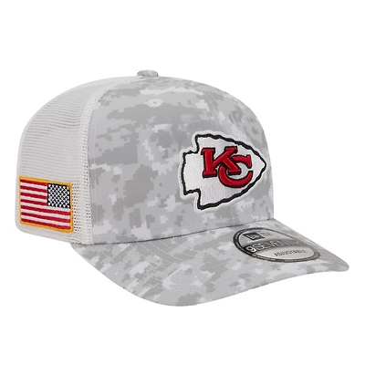 Men's New Era  Gray Kansas City Chiefs Salute to Service Fan Pack 9SEVENTY Trucker Adjustable Hat