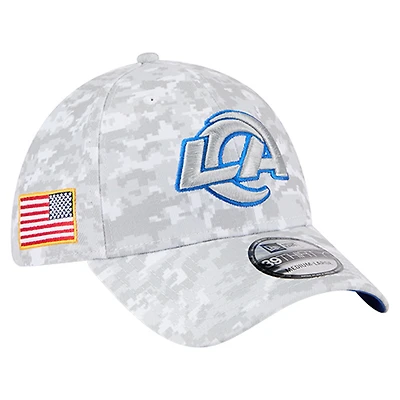Men's New Era  White Los Angeles Rams 2025 Salute to Service Digital Camo Fan Pack 39THIRTY Flex Hat