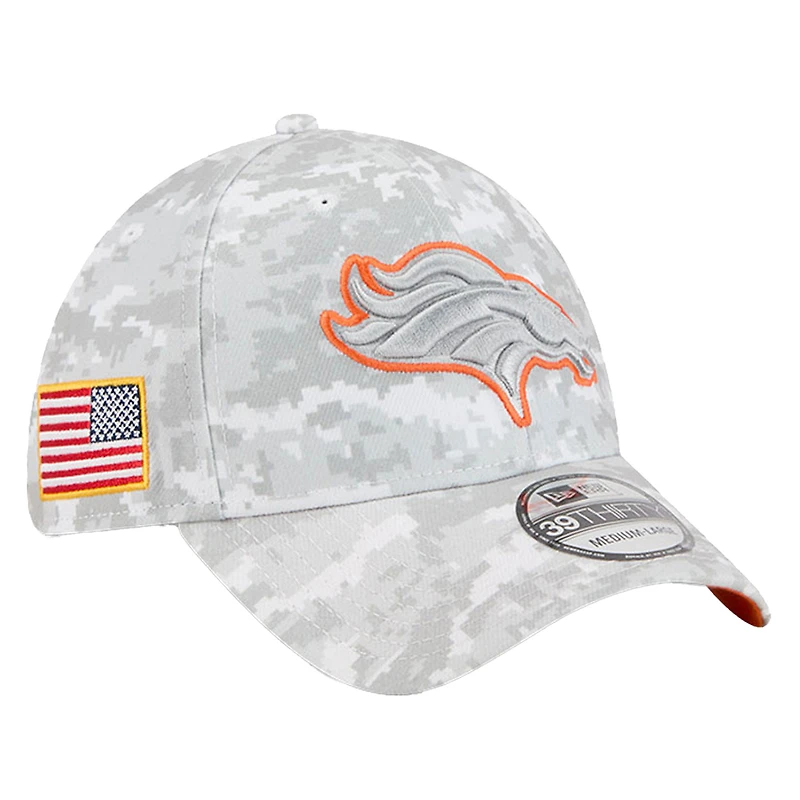 Men's New Era White Denver Broncos 2025 Salute to Service Digital Camo Fan Pack 39THIRTY Flex Hat