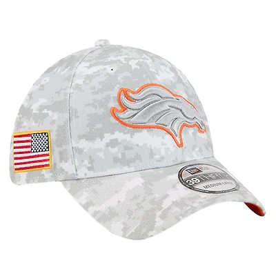 Men's New Era White Denver Broncos 2025 Salute to Service Digital Camo Fan Pack 39THIRTY Flex Hat