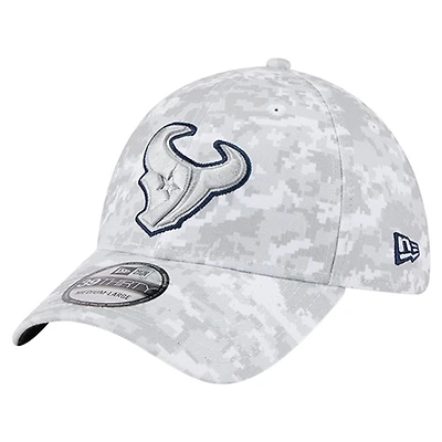 Men's New Era White Houston Texans 2025 Salute to Service Digital Camo Fan Pack 39THIRTY Flex Hat