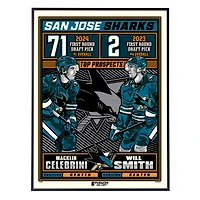 Phenom Gallery Macklin Celebrini & Will Smith San Jose Sharks 18" x 24" Deluxe Framed Serigraph Print