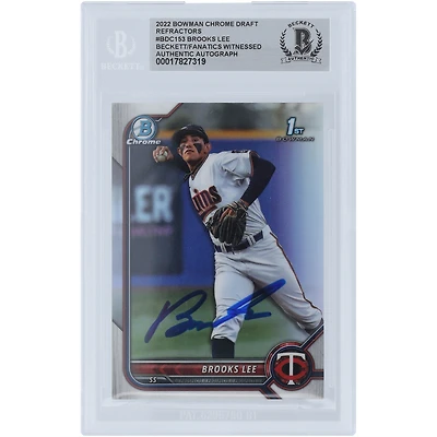 Brooks Lee Minnesota Twins Autographed 2022 Bowman Chrome Draft 1st Bowman Refractors #BDC-153 Beckett Fanatics Witnessed Authenticated Card