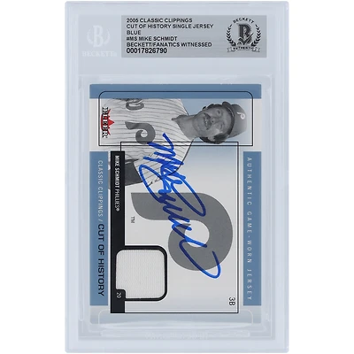 Mike Schmidt Philadelphia Phillies Autographed 2005 Fleer Classic Clippings Blue Cut of History Single Jersey Relic #CH-MS Beckett Fanatics Witnessed Authenticated Card
