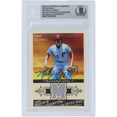 Mike Schmidt Philadelphia Phillies Autographed 2009 Upper Deck Goodwin Champions Relic #GCM-MS Beckett Fanatics Witnessed Authenticated Card