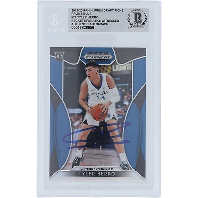 Tyler Herro Kentucky Wildcats Autographed 2019-20 Panini Prizm Draft Picks Blue Prizm #79 Beckett Fanatics Witnessed Authenticated Rookie Card