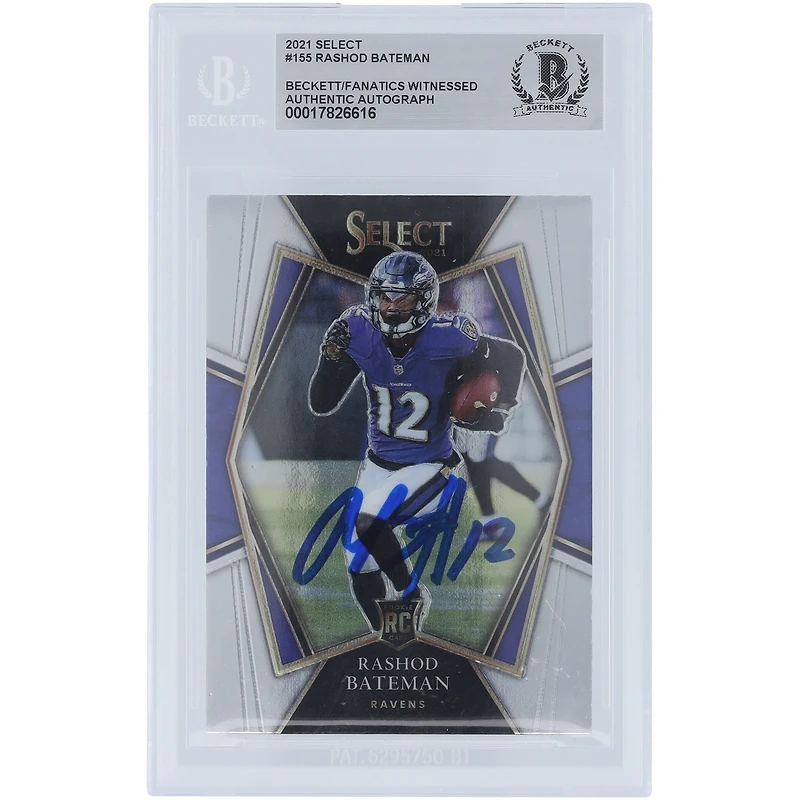 Rashod Bateman Baltimore Ravens Autographed 2021 Panini Select #155 Beckett Fanatics Witnessed Authenticated Rookie Card