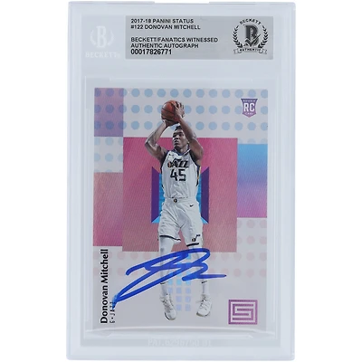 Donovan Mitchell Utah Jazz Autographed 2017-18 Panini Status #122 Beckett Fanatics Witnessed Authenticated Rookie Card