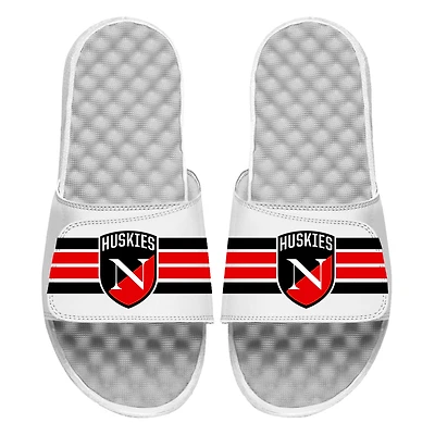 Unisex ISlide White Northeastern Huskies Stripes Slide Sandals