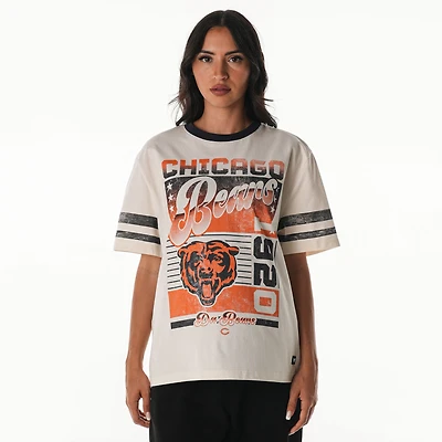 Women's The Wild Collective  Cream Chicago Bears Vintage Drop Shoulder Oversized Boyfriend T-Shirt