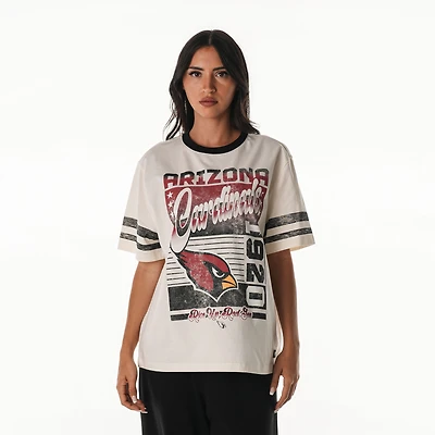 Women's The Wild Collective  Cream Arizona Cardinals Vintage Drop Shoulder Oversized Boyfriend T-Shirt