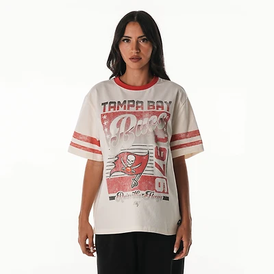 Women's The Wild Collective  Cream Tampa Bay Buccaneers Vintage Drop Shoulder Oversized Boyfriend T-Shirt