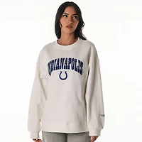 Women's The Wild Collective  White Indianapolis Colts Rock Crystal Oversized Crewneck Sweatshirt