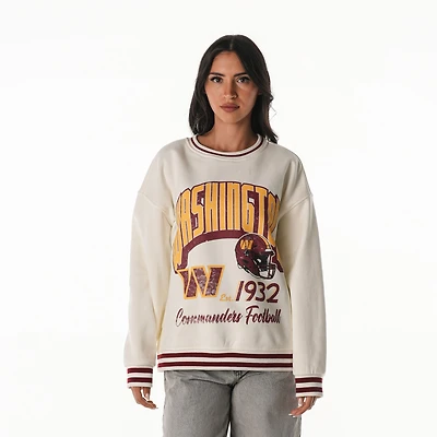 Women's The Wild Collective Cream Washington Commanders Oversized Vintage French Terry Sweatshirt