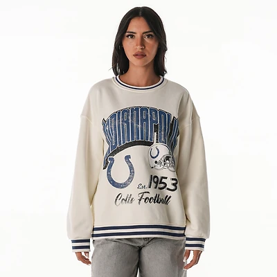 Women's The Wild Collective Cream Indianapolis Colts Oversized Vintage French Terry Sweatshirt